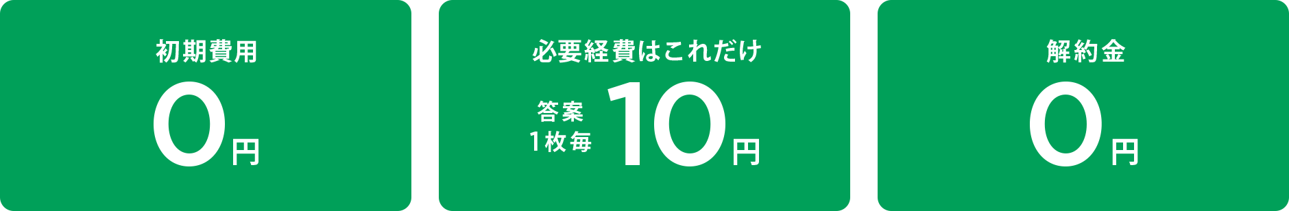 初期費用0円　必要経費はこれだけ答案1枚毎10円　解約金0円